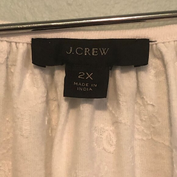 J. Crew Cotton Blend Long Sleeve Fancy Top White - with Laces 2X - Picture 3 of 6